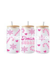 KARÁCSONYI MINTÁS - PINK FEELIN' JOLLY ÜVEGPOHÁR
