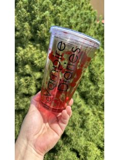   AKRIL POHÁR FEDÉLLEL ÉS SZÍVÓSZÁLLAL CSILLÁMMAL VAGY SZÍNES FOLYADÉKKAL TÖLTVE, DÍSZÍTVE 400 ML