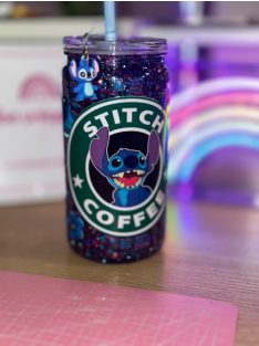   AKRIL POHÁR FEDÉLLEL ÉS SZÍVÓSZÁLLAL CSILLÁMMAL VAGY SZÍNES FOLYADÉKKAL TÖLTVE, DÍSZÍTVE 500 ML