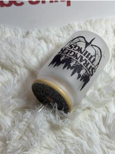   Üvegpohár saját fotóval és szöveggel bambusz fedéllel és üveg szívószállal füles kivitelben