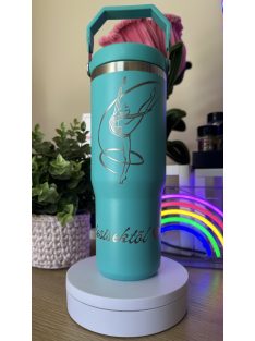   GRAVÍROZOTT FÜL NÉLKÜLI TERMOSZ TÖBBFÉLE SZÍNBEN HORDOZÓ FOGANTYÚVAL KÉK 900 ML