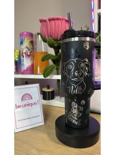 GRAVÍROZOTT STANLEY TERMOSZ 1180 ML - MATT FEKETE SZÍNBEN