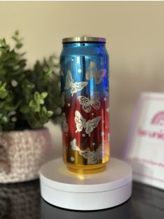 GRAVÍROZOTT TERMOSZ KÉK-PIROS-SÁRGA ÁTMENETES 430 ML