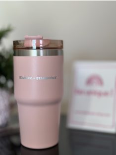 STANLEY + STARBUCKS GRAVÍROZOTT TERMOSZ RÓZSASZÍN 600 ML