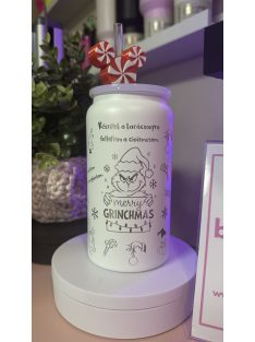   FEHÉR HŐTARTÓ POHÁR EZÜST GRAVÍROZÁSSAL SZILIKON FEDÉLLEL ÉS SZÍVÓSZÁLLAL 500 ML