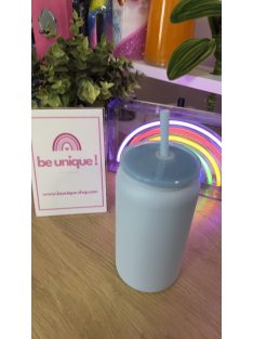   BABAKÉK HŐTARTÓ POHÁR EZÜST GRAVÍROZÁSSAL SZILIKON FEDÉLLEL ÉS SZÍVÓSZÁLLAL 500 ML