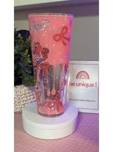   AKRIL POHÁR SZÍVÓSZÁLLAL LÁVA KIVITELBEN, DÍSZÍTVE 700 ML