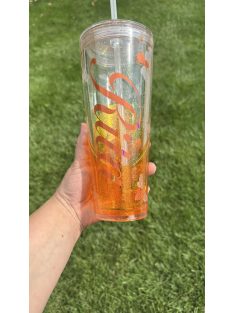   AKRIL POHÁR SZÍVÓSZÁLLAL LÁVA KIVITELBEN, DÍSZÍTVE 700 ML