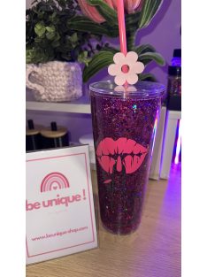   AKRIL POHÁR SZÍVÓSZÁLLAL CSILLÁMMAL VAGY SZÍNES FOLYADÉKKAL TÖLTVE, DÍSZÍTVE 700 ML